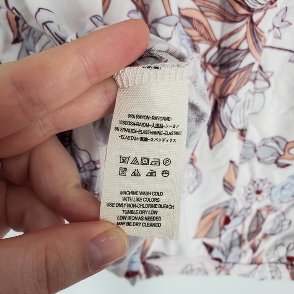 Free People White Floral Button Down Tie Sleeve Keepin On Blouse S - Picture 7 of 9